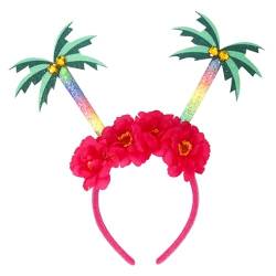 Sommer-Thema, Ananas-Stirnband, Dekoration, Kokosnussbaum, Strand, Hawaii-Stil, verkleidete Haarbänder Laufstirnband Damen (D, One Size) von QWUVEDS