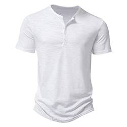 T Shirt Mit Knopfleiste Herren Kurzarm Sommer Herren Slub Baumwolle T-Shirt Herren Casual Fashion Kragen Herren Kurzarm T-Shirt Jade Herren leichte Henley-Oberteile für Fitnessstudio, Laufen Schwarze von QWUVEDS