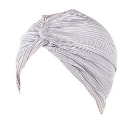 Wrap Cap Headwear Bohemian Braid Hat Kopfbedeckung Haarkappe Turban Silber Cancer Ethnic Turban Heardband Stirnband Samt Schwarz (Silver, One Size) von QWUVEDS