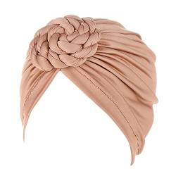 Wrap Cover Bohemian Turban Braids Cap Flower Hair Ethnic Hat Turban Cancer Cap Headwear Head Heardband Fahrradhelm Stirnband (Khaki, One Size) von QWUVEDS