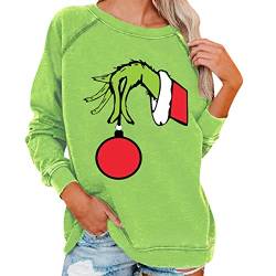grinch kostüm damen Weihnachten Grinches Sweatshirt, Kreativer Weihnachts Pullover Langarm Frauen Sweatshirt Weihnachten Hoodie Neuheit Damen Rundhalsausschnitt Lässig Herbst Pullover Mode Locker von QWUVEDS