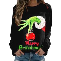 grinch kostüm damen Weihnachten Grinches Sweatshirt, Kreativer Weihnachts Pullover Langarm Frauen Sweatshirt Weihnachten Hoodie Neuheit Damen Rundhalsausschnitt Lässig Herbst Pullover Mode Locker 674 von QWUVEDS