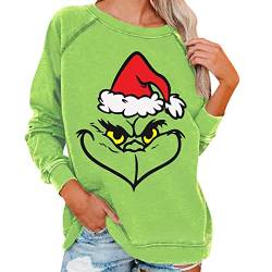 grinch kostüm damen Weihnachten Grinches Sweatshirt, Kreativer Weihnachts Pullover Langarm Frauen Sweatshirt Weihnachten Hoodie Neuheit Damen Rundhalsausschnitt Lässig Herbst Pullover Mode Locker von QWUVEDS