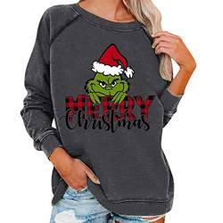 grinch kostüm damen Weihnachten Grinches Sweatshirt, Kreativer Weihnachts Pullover Langarm Frauen Sweatshirt Weihnachten Hoodie Neuheit Damen Rundhalsausschnitt Lässig Herbst Pullover Mode Locker von QWUVEDS