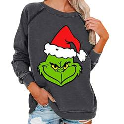 grinch kostüm damen Weihnachten Grinches Sweatshirt, Kreativer Weihnachts Pullover Langarm Frauen Sweatshirt Weihnachten Hoodie Neuheit Damen Rundhalsausschnitt Lässig Herbst Pullover Mode Locker von QWUVEDS