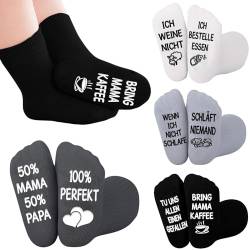 Baby Socken mit Spruch 0-12 Monate Baby Geschenk Junge zur Geburt Socken, Baby Mädchen Geschenke zur Geburt Lustige Socken Neugeborenen Geschenk, Personalisiert Geschenke für Neugeborene Junge Mädchen von QXRXN