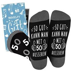 QXRXN 50 Geburtstag Mann Socken, Geschenk für Papa Opa Socken mit Spruch SO GUT KANN MAN MIT 50 AUSSEHEN, Socken Herren 43-46 Lustig Coole Geschenke für Männer und Frauen zum 50. Geburtstag von QXRXN