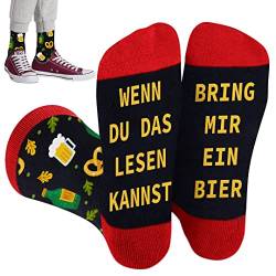 QXRXN Socken mit Spruch WENN DU DAS LESEN KANNST BRING MIR EIN BIER Socken Lustige Geschenke Geburtstagsgeschenk Herren 43-46, Kleine Weihnachtsgeschenke für Männer Frauen zum Geburtstag Weihnachten von QXRXN