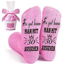 Stoppersocken 30. Geburtstag Frauen Geschenk, Kuschelsocken Damen 39-42 Antirutsch Socken mit Spruch So gut kann MAN MIT 30 AUSSEHEN für Beste Freundin Lustige Geschenke zum 30 Geburtstag Frau von QXRXN