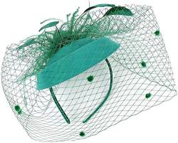 QXSJEDYCH mesh Fascinators Hat for Women Tea Party Headband Derby Wedding Flower Clip Red Headband Headband Hüte (Color : Green, Size : One Size) von QXSJEDYCH