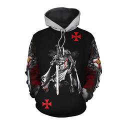 QYIFIRST Herren Knights Templar Cosplay Kapuzenpullover Hoodie Sweatshirt Sweat Hood Pullover-Shirt mit Kapuze Templar Knights Logo Tempelritter Order of The Temple von QYIFIRST