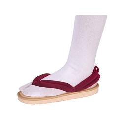 QYIFIRST Kimetsu no Yaiba Tanjiro Kamado Cosplay Clogs Shoes Slippers Sandals für Kostüm Rotwein Herren Damen 31 (Inside Length 19cm) von QYIFIRST