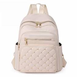 QYWT Nieten Rucksack Damen Klein, Rhombus Umhängetasche, Nieten Nylon Schulrucksack, Gothic Handtasche Tagesrucksack für Reisen Arbeit,Weiß von QYWT