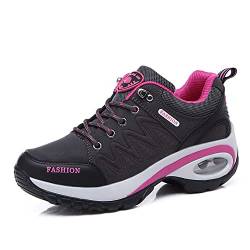QZBAOSHU Damen Abnehmen Walkingschuhe Turnschuhe Fitness Keile Plattform Schuhe Sneakers 41 EU,Grau Luftkissen von QZBAOSHU