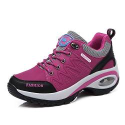 QZBAOSHU Damen Abnehmen Walkingschuhe Turnschuhe Fitness Keile Plattform Schuhe Sneakers 41 EU,Rose Luftkissen von QZBAOSHU