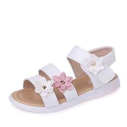 QZBAOSHU Sandales Baby Mädchen Sandalen Sommer Leder Blumen für Kleinkind Mädchen 21 EU(CN 21,Weiß) von QZBAOSHU