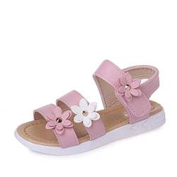 QZBAOSHU Sandales Mädchen Sandalen Sommer Leder Blumen für Kleinkind Mädchen 24 EU(CN 24,Rosa) von QZBAOSHU