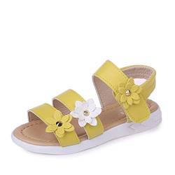 QZBAOSHU Sandales Mädchen Sandalen Sommer Leder Blumen für Kleinkind Mädchen 25 EU(CN 25,Gelb) von QZBAOSHU