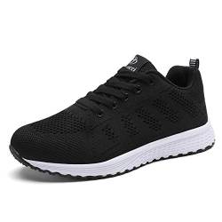 Turnschuhe Damen Luftkissen Sportschuhe Frauen Leicht Laufschuhe Fitnessschuhe Hallenschuhe Damen 39 EU,Schwarz von QZBAOSHU