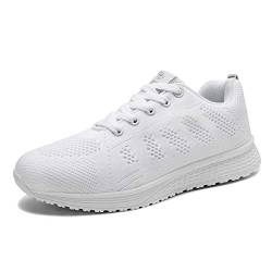 Turnschuhe Damen Luftkissen Sportschuhe Frauen Leicht Laufschuhe Fitnessschuhe Hallenschuhe Damen 42 EU,Weiß von QZBAOSHU