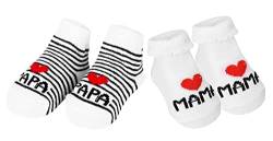 Baby Socken 0-6 Monate 2 Paar, Baumwolle Anti Rutsch Socken Baby Geschenke zur Geburt für Werdende Eltern LOVE MAMA und PAPA, Babysocken Antirutsch Stoppersocken Babygeschenke zur Geburt Junge Mädchen von QZOSZ