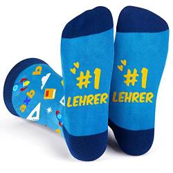 QZOSZ Lustige Socken mit Spruch #1 LEHRER Socken Geschenk für Lehrerin, Bunte Socken Geschenkideen für Lehrerinnen zum Lehrertag Geburtstag Weihnachten Coole Geschenke für Frauen Männer von QZOSZ