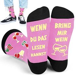 QZOSZ Socken mit Spruch WENN DU DAS LESEN KANNST BRING MIR WEIN Geburtstag Weihnachten Geschenke für Frauen, Wein Socken Damen Geburtstagsgeschenk Weihnachtsgeschenke für Frauen Lustige von QZOSZ