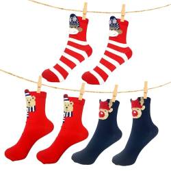 QZOSZ Weihnachtssocken Damen 39-42, Baumwolle Weihnachten Socken Damen Mädchen Motive Dicke Wintersocken Weihnachtssocken Kinder 31-34 Nikolaus Geschenke, Winter Socken Weihnachtsgeschenke für Frauen von QZOSZ