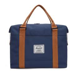 Reisetasche Damen,Faltbare Sporttasche,Gepäcktaschen Aufbewahrungstasche Trage-Tasche Großer Kapazität wasserdichte Oxford-Stoff-Reisetasche,Weekender-Tasche (blaubraun) von QZYGWCS