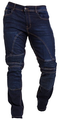 Qaswa Herren Motorradhose Jeans Motorrad Hose Motorradrüstung Schutzauskleidung Motorcycle Biker Pants, Dark Blue, 38W / 30L von Qaswa