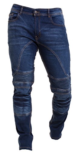 Qaswa Herren Motorradhose Jeans Motorrad Hose Motorradrüstung Schutzauskleidung Motorcycle Biker Pants-40W / 34L-Blue von Qaswa