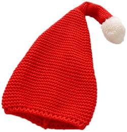 Baby Mütze Strickmütze mit Bommel Zipfelmütze Weihnachten Beanie Mütze Warm Kindermütze Winter Bommelmütze Wintermütze Gestrickter Hut Weihnachtself Mütze Nikolausmütze für Kinder Mädchen Jungen von Qchomee