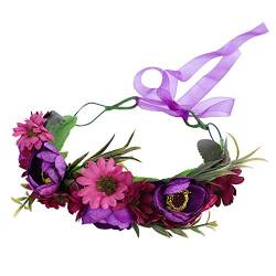 Blumenkrone Mädchen Blumen-Stirnband Hochzeit Party Kopfband Damen Haarband Kranz Kopfschmuck Girlande Braut Haarschmuck Künstliche Blumen Krone Halloween Kopfschmuck Weihnachten Haarschmuck von Qchomee