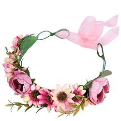 Blumenkrone Mädchen Blumen-Stirnband Hochzeit Party Kopfband Damen Haarband Kranz Kopfschmuck Girlande Braut Haarschmuck Künstliche Blumen Krone Halloween Kopfschmuck Weihnachten Haarschmuck von Qchomee