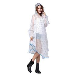 Damen Regenponcho Herren Regenjacke Regenmantel klein Punkt mit Kapuze Transparent Regenkleidung Regenschutz Outdoor Verschleißfest Regenumhang Outdoor Regencape Motorrad Fahrrad aus Eva für Regentag von Qchomee