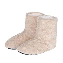 Hausschuhe Stiefel Winter Weich Ruhig Hausstiefel Damen Plüsch Gefüttert Hausschuhe Feste Sohle Rutschfest Bodenschuhe Warm Hüttenstiefel Hüttenschuhe Slipper-Stiefel Gemütliche Pantoffeln Stiefel von Qchomee