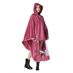 Qchomee Damen Herren Regenponcho Wasserdichter Winddicht Regenumhang Anti-Regen Hoodie Dickes Regenmantel EVA-Umweltschutz Regenschutz mit Spiegeln Regencape für Roller Motorrad rot/Blau von Qchomee