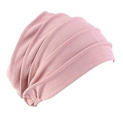 Qchomee Turban-Hüte Multifunktional Kopftuch Frauen Beanie Turban Indische Schlaf Mütze Stretch Baumwolle Headwear Head Wraps Kopfbedeckung Muslimischen Schal für Alopezie Haarverlust Urlaub (Rosa) von Qchomee