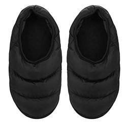 Unisex Daunenschuhe Anti Rutsch Hausschuhe Damen Herren Winter Pantoffeln Leicht Weich Winterhausschuhe Indoor Outdoor Warm Schuhe Geschlossen Slipper Warmfutter Wärmeschuhe (Schwarz, Numeric_38) von Qchomee