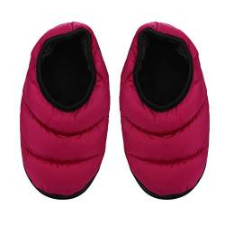 Unisex Daunenschuhe Anti Rutsch Hausschuhe Damen Herren Winter Pantoffeln Leicht Weich Winterhausschuhe Indoor Outdoor Warm Schuhe Geschlossen Slipper Warmfutter Wärmeschuhe Baumwolle Hüttenschuh von Qchomee