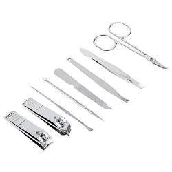 8-teiliges Nagelknipser-Set, Edelstahl, Nagelschere, Clip-Cutter-Set, Fingernagel, Zehennagel, Handpflege, Pflege, Maniküre, Werkzeug für Zuhause, Reisen, Camping (BLACK) von Qcwwy