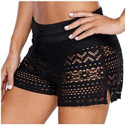 Damen Badehose Badeshorts Strand Kurze Shorts Wassersport Schnell Trocknend Sommer Hollow Spitze Schwimmhose Badeshorts Schwimmshorts Bikinihose Übergröße Hotpants Boxer Schwimmshorts (Z021, XL) von Qersh