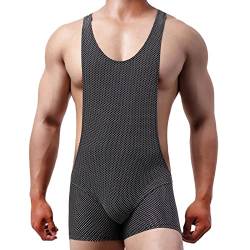 QiaTi Herren Athletic Supporters Atmungsaktive Wrestling Boxershorts One Piece Bodywear Jumpsuit Unterwäsche Singlet Basic Layer Leotard von QiaTi