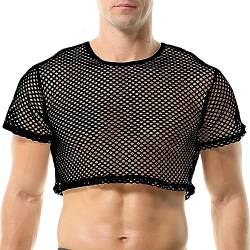 QiaTi Herren Netz Hemd Muskel Transparent Kurzarm Shirts netzshirt netzhemd sexy unterwäsche von QiaTi