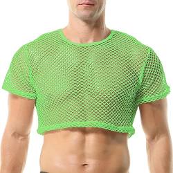 QiaTi Herren Netz Hemd Muskel Transparent Kurzarm Shirts netzshirt netzhemd sexy unterwäsche von QiaTi
