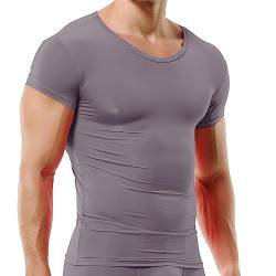 QiaTi Herren Unterhemd Kurze Ärmel T-Shirt Rundhalsausschnitt Slim Fit Body Shaper Unterwäsche für Männer von QiaTi