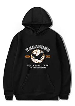 Qian Qian Haikyuu Hoodie Volleyball Club Cosplay Kostüm Hinata Shoyo Sweatshirt Kapuzenpullover Pullover Jersey Jacke (M, Schwarz 5) von Qian Qian