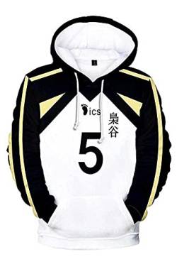 Qian Qian Unisex Haikyuu Hoodie Sweatshirt Hinata Shoyo Kostüm Kageyama Cosplay Kapuzenpullover Pullover Jacke (XS, Fukurodani-5, x_s) von Qian Qian