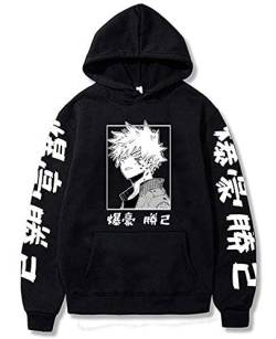 Qian Qian Unisex My Hero Academia Hoodies Sweatshirt Bakugou Katsuki Cosplay Kapuzenpullover Halloween Kostüm Jacke Coat (S, Schwarz 1) von Qian Qian