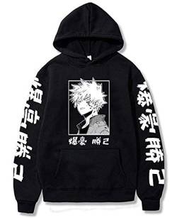 Qian Qian Unisex My Hero Academia Hoodies Sweatshirt Bakugou Katsuki Cosplay Kapuzenpullover Halloween Kostüm Jacke Coat (XXL, Schwarz 1) von Qian Qian